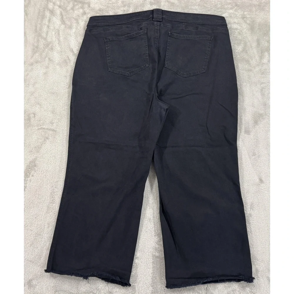 NYDJ Jeans Womens 20W‎ Black Lift Tuck Technology Wide Leg Button Fly Cropped